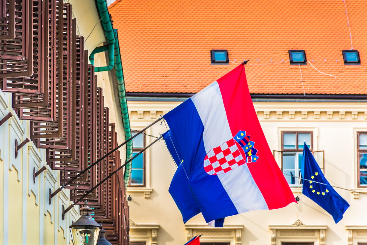 Croatian flag Zagreb Croatia.